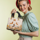 DachyCharm Floral Dachshund With Heart Personalized Lady Leather Bag