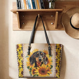 DachyCharm Sunbeam Pup Leather Tote Bag