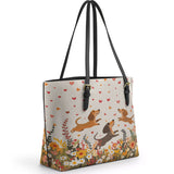 DachyCharm Floral Dachshund With Heart Leather Tote Bag