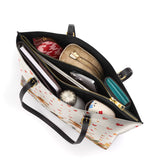 DachyCharm Floral Dachshund With Heart Leather Tote Bag